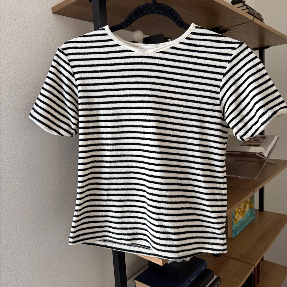 Striped Short-Sleeve Crewneck T-Shirt - Black and White